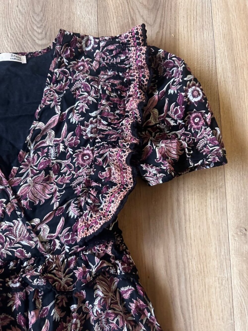 SFera Dainty Floral Midi Dress Womens Medium Embroidered Ruffles Feminine Modest - Picture 11 of 16